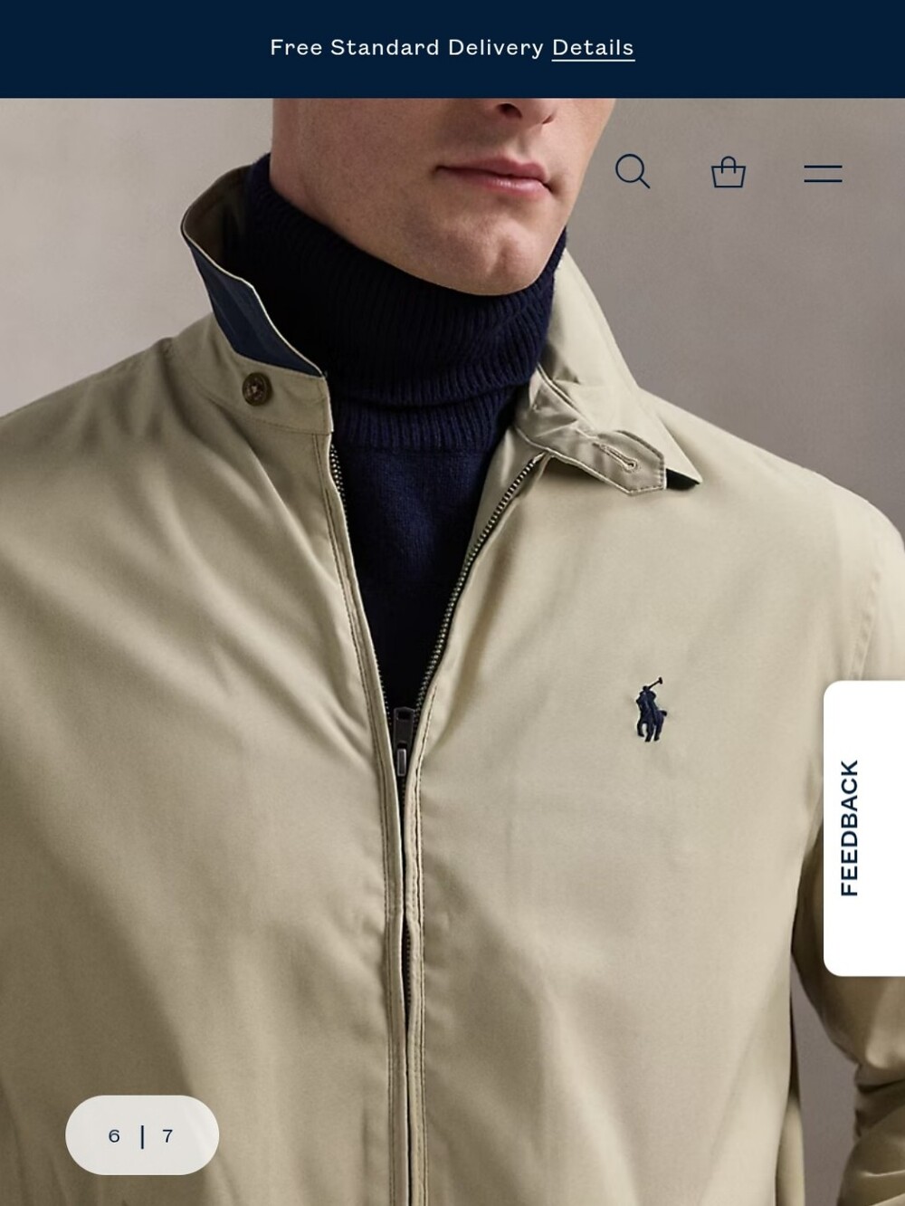 Polo by Ralph Lauren Khaki Beige Bi-Swing Jacket with Navy Logo - Picture 4 of 9